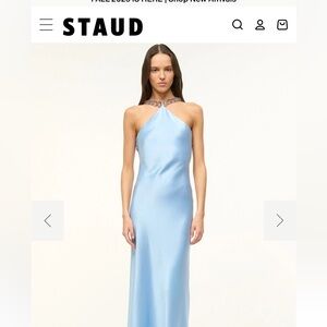 Staud Blue Halter Neck Dress